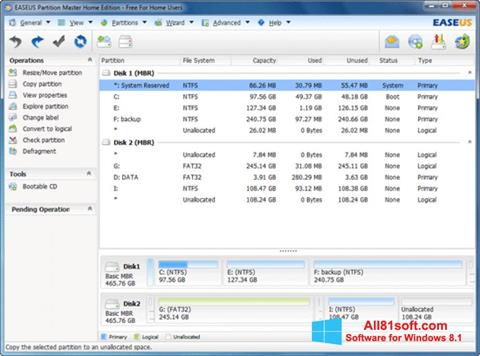 Screenshot EASEUS Partition Master para Windows 8.1