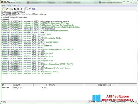 Screenshot FileZilla Server para Windows 8.1