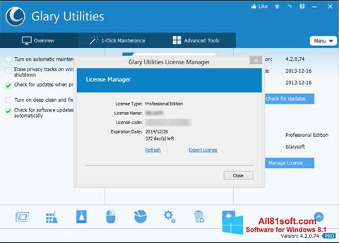 Screenshot Glary Utilities para Windows 8.1