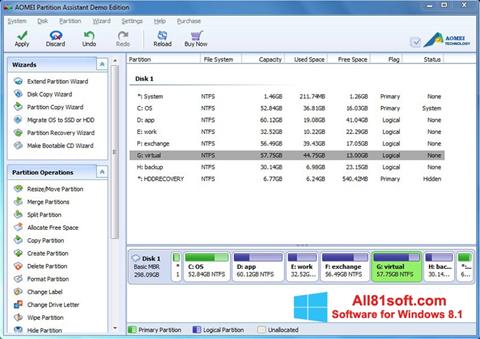 Screenshot AOMEI Partition Assistant para Windows 8.1
