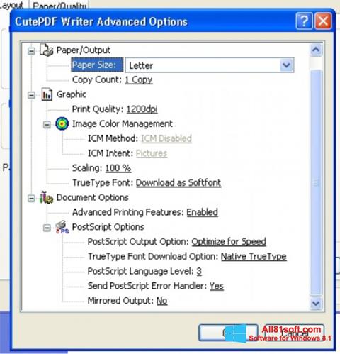 Screenshot CutePDF Writer para Windows 8.1