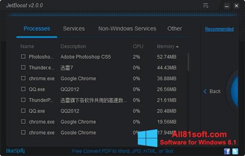 Screenshot JetBoost para Windows 8.1