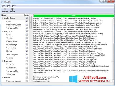 Screenshot BleachBit para Windows 8.1