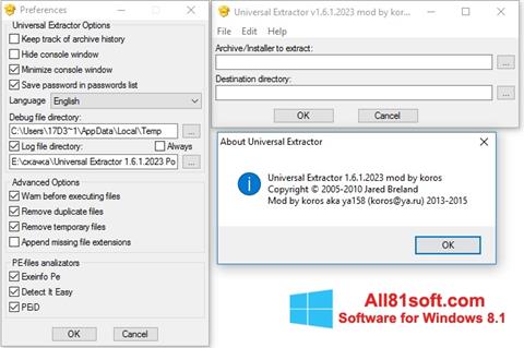 Screenshot Universal Extractor para Windows 8.1