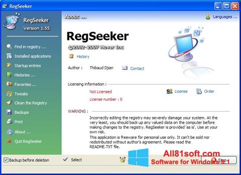 Screenshot RegSeeker para Windows 8.1