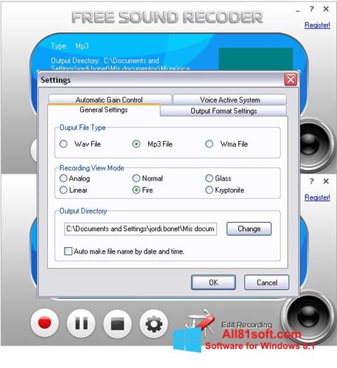 Screenshot Free Sound Recorder para Windows 8.1