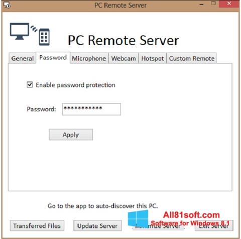 Screenshot PC Remote Server para Windows 8.1