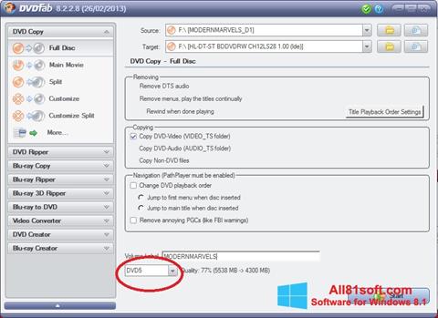 Screenshot DVDFab para Windows 8.1