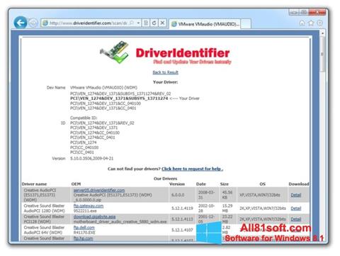 Screenshot Driver Identifier para Windows 8.1
