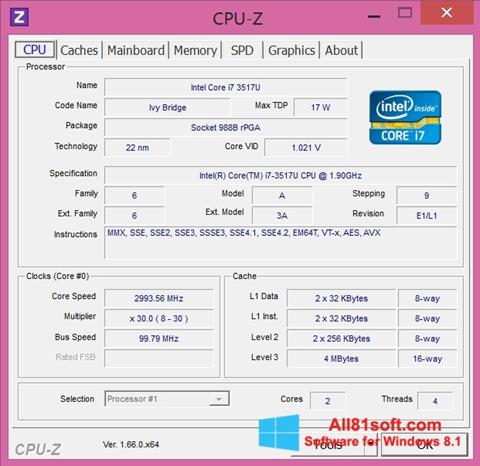 Screenshot CPU-Z para Windows 8.1