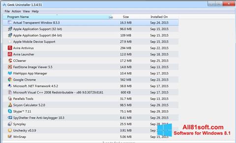 Screenshot Geek Uninstaller para Windows 8.1