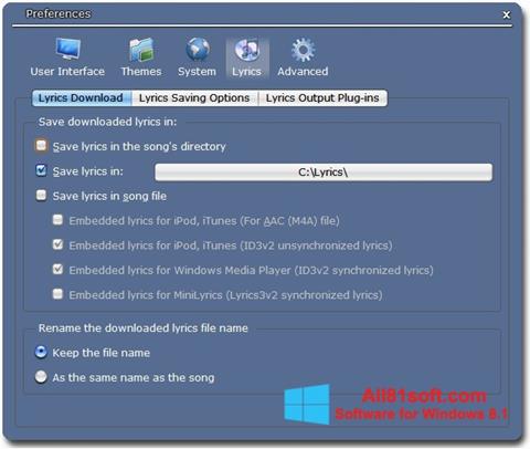 Screenshot Minilyrics para Windows 8.1