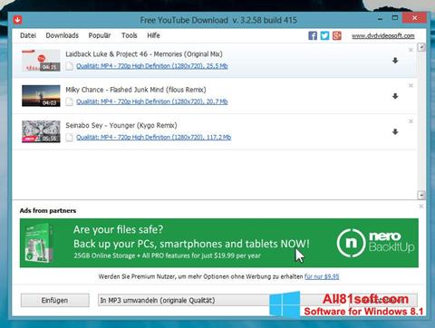 Screenshot Free YouTube Download para Windows 8.1