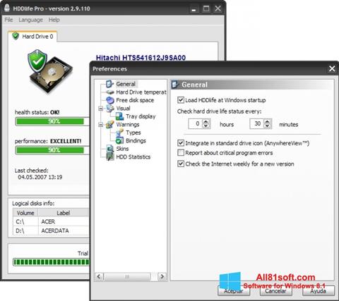 Screenshot HDDlife para Windows 8.1