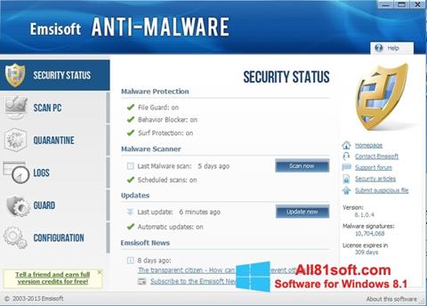Screenshot Emsisoft Anti-Malware para Windows 8.1