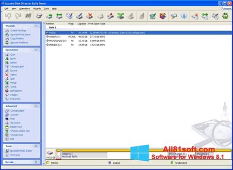 Screenshot Acronis Disk Director Suite para Windows 8.1