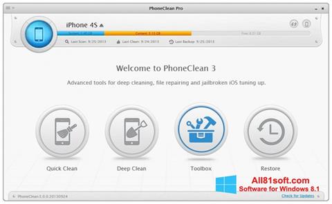 Screenshot PhoneClean para Windows 8.1