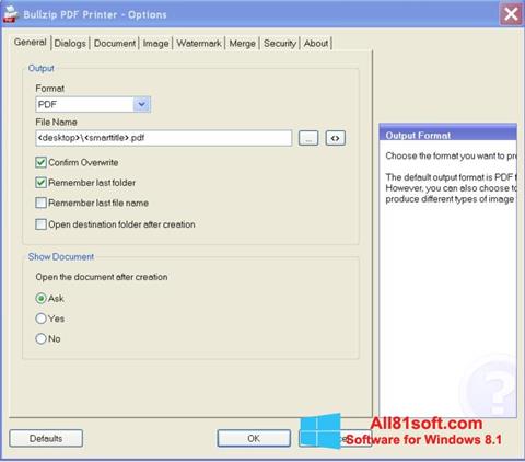 Screenshot BullZip PDF Printer para Windows 8.1