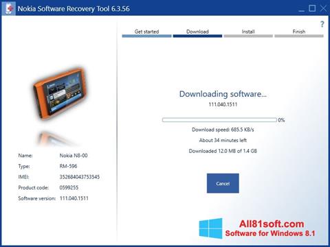 Screenshot Nokia Software Recovery Tool para Windows 8.1