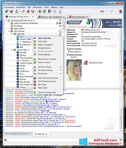 Screenshot TeamSpeak para Windows 8.1
