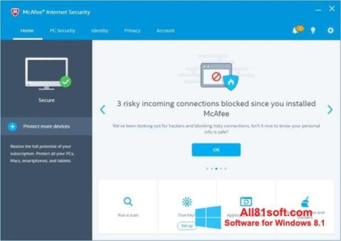 Screenshot McAfee Internet Security para Windows 8.1