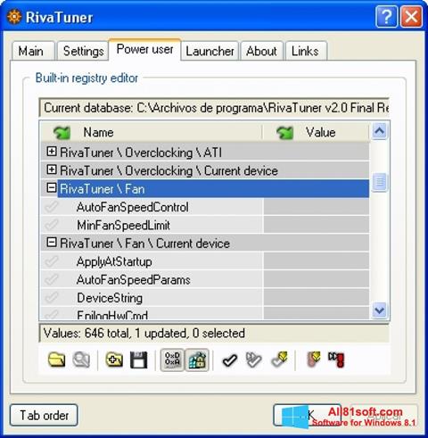 Screenshot RivaTuner para Windows 8.1