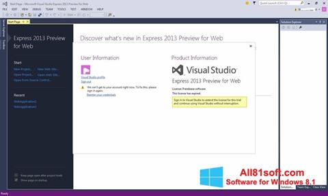 Screenshot Microsoft Visual Studio Express para Windows 8.1