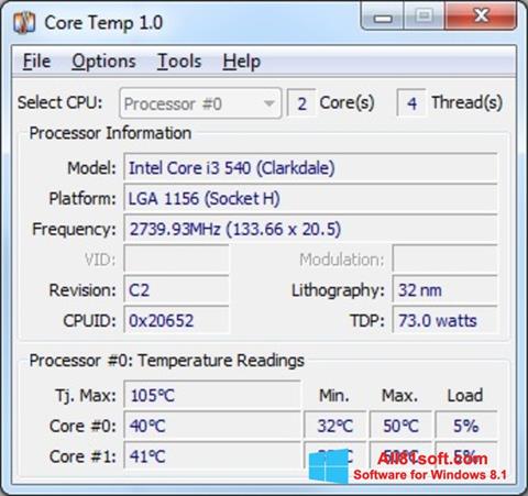 Screenshot Core Temp para Windows 8.1