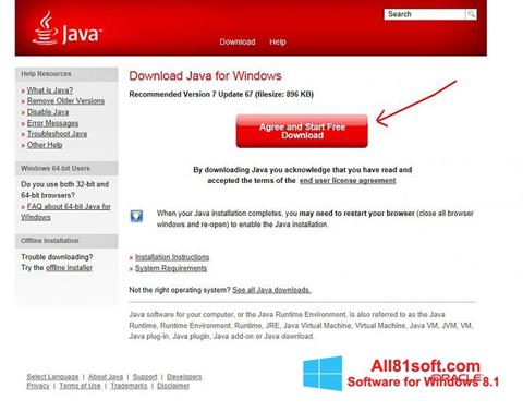 Screenshot Java para Windows 8.1