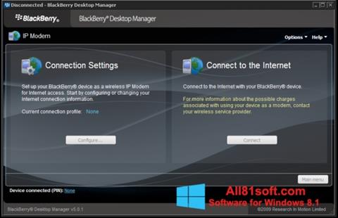 Screenshot BlackBerry Desktop Manager para Windows 8.1