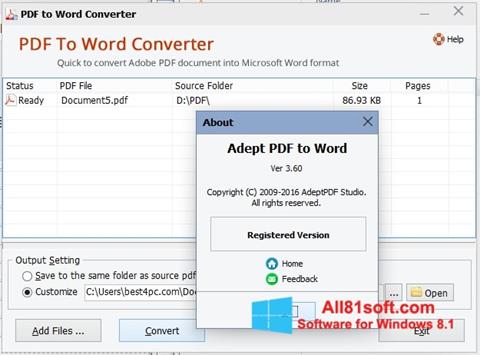 Screenshot PDF to Word Converter para Windows 8.1