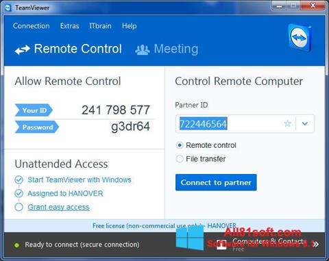 Screenshot TeamViewer para Windows 8.1