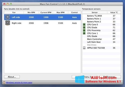 Screenshot Macs Fan Control para Windows 8.1