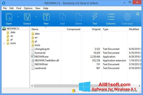 Screenshot Bandizip para Windows 8.1