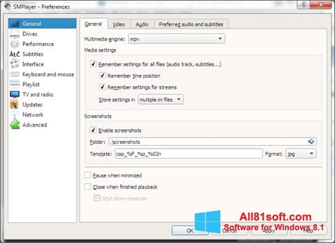 Screenshot SMPlayer para Windows 8.1