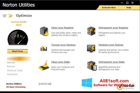 Screenshot Norton Utilities para Windows 8.1