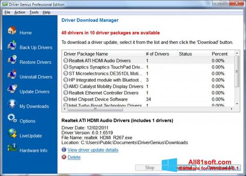 Screenshot Driver Genius Professional para Windows 8.1