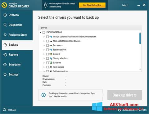 Screenshot Auslogics Driver Updater para Windows 8.1