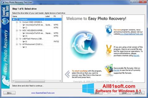 Screenshot Easy Photo Recovery para Windows 8.1