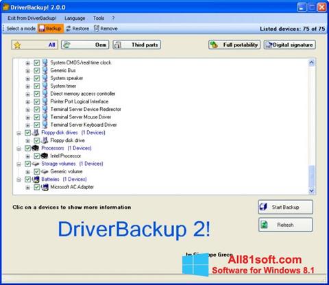 Screenshot Driver Backup para Windows 8.1