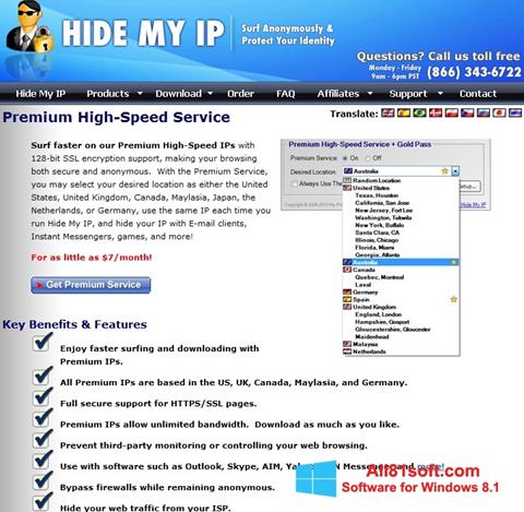 Screenshot Hide My IP para Windows 8.1