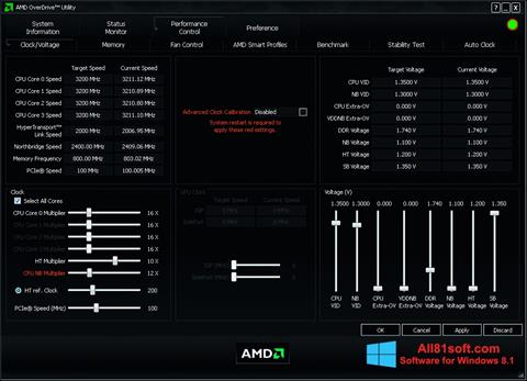 Screenshot AMD Overdrive para Windows 8.1