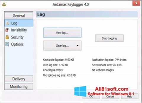 Screenshot Ardamax Keylogger para Windows 8.1